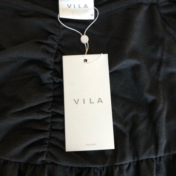 VILA Black Long Sleeve Sweetheart Neckline Dress XS NWT - Picture 10 of 11